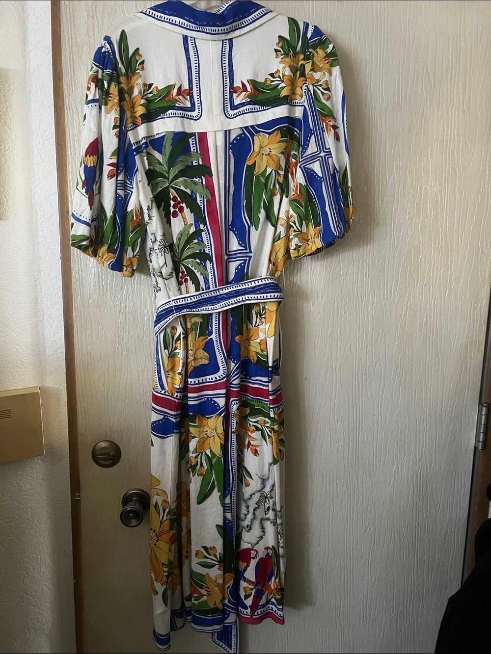 FARM Rio White Maxi Dress with Blue Trim and Yellow Floral Print - Picture 5 of 6